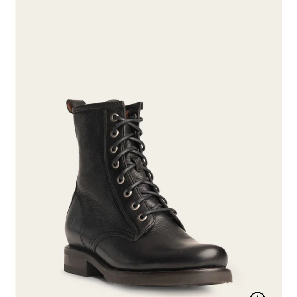 Frye Veronica Combat Black Leather Boots